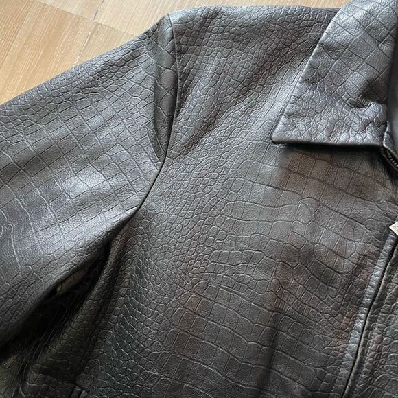 Hugo Boss Alligator Pattern Kalbsledenr Calfskin Leather Men’s 40R Jacket - Picture 3 of 10